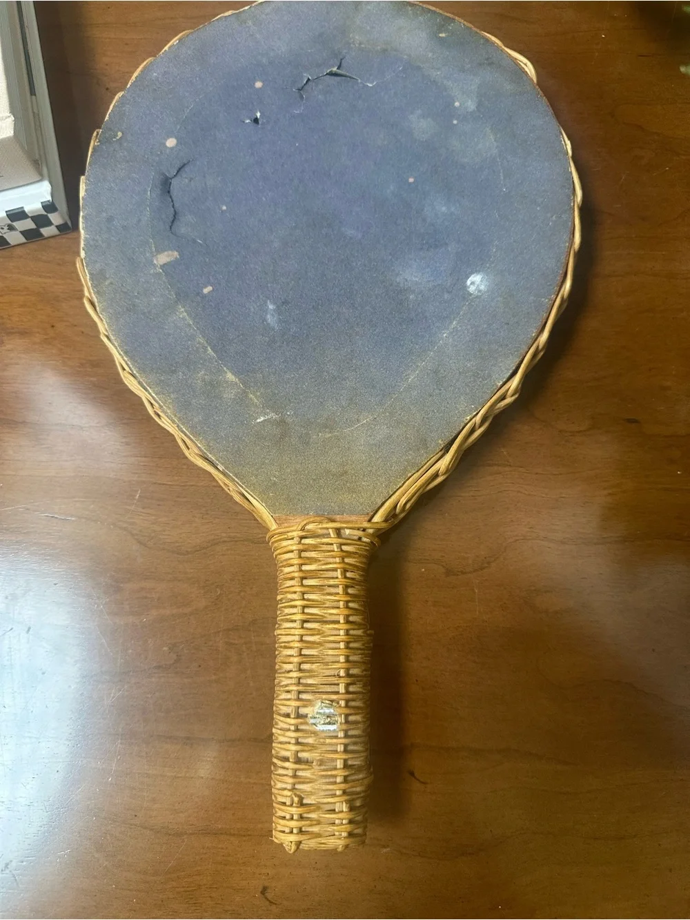 Vintage, Boho Woven Wicker Hand Mirror